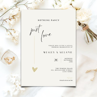 Nothing Fancy Just Love Minimal Wedding Invitation Inbjudningar
