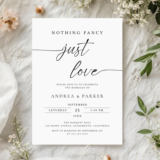 Nothing Fancy Just Love, Minimalist Casual Wedding Inbjudningar (Skapare uppladdad)