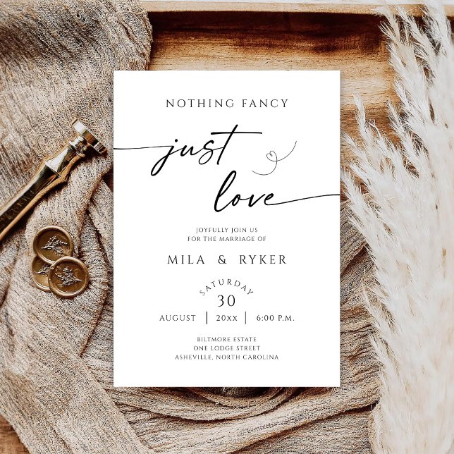 Nothing Fancy Just Love Minimalist Invitation Spara Datumet (Skapare uppladdad)