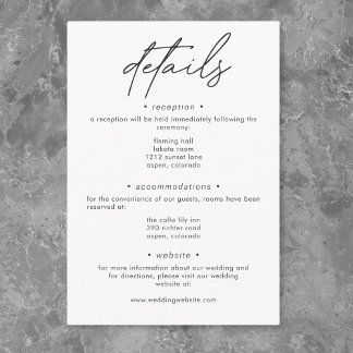 Nothing Fancy Just Love Minimalist Wedding Details Tilläggskort