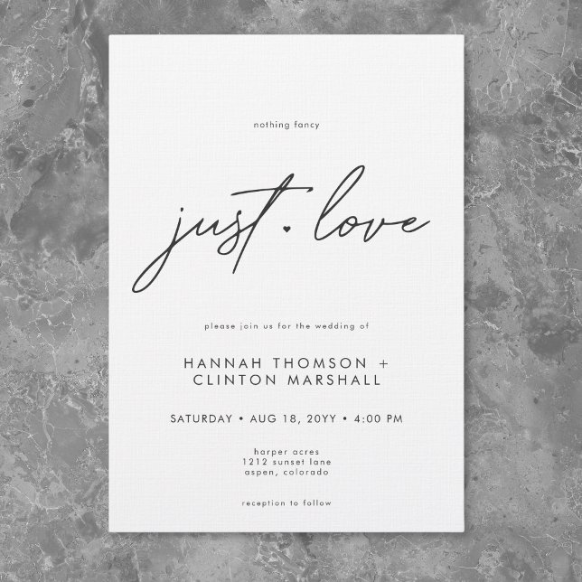 Nothing Fancy Just Love Minimalist Wedding Inbjudningar (Nothing Fancy Just Love Minimalist Wedding Invitation)