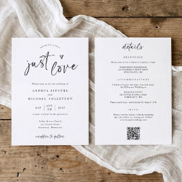 Nothing Fancy Just Love Modern Handwriting Wedding Inbjudningar