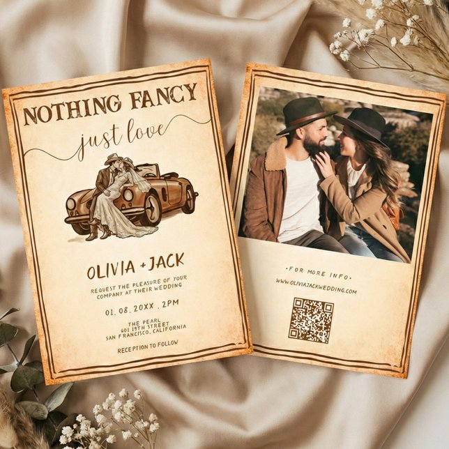 Nothing Fancy Just Love Photo QR Code Wedding   Inbjudningar (Skapare uppladdad)