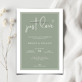 Nothing Fancy Just Love Sage Green Elegant Wedding Inbjudningar