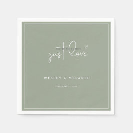 Nothing Fancy Just Love Sage Green Elegant Wedding Pappersservett