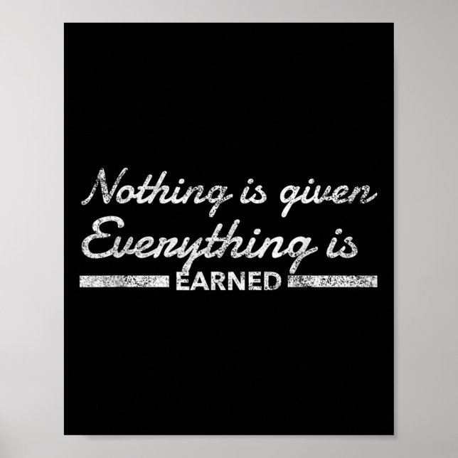 Nothing Is Given Everything Is Earned Motivational Poster (Framsidan)