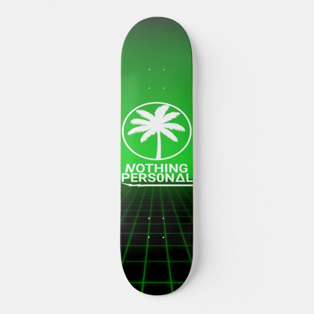 Nothing Personal Synthwave Grid Skateboard (Framsida)