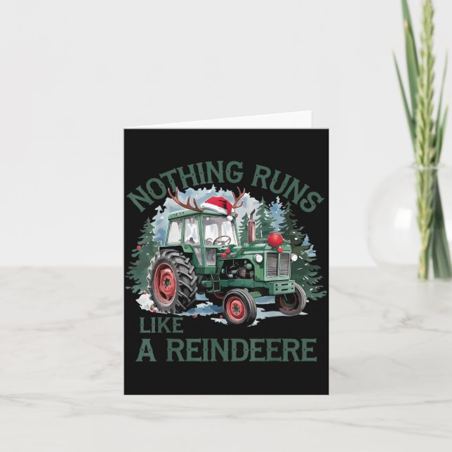 Nothing Runs Like A Reindeer Christmas Tractor Far Kort (Framsida)