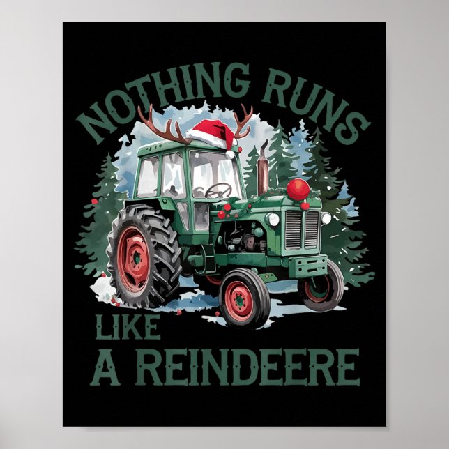 Nothing Runs Like A Reindeer Christmas Tractor Far Poster (Framsidan)