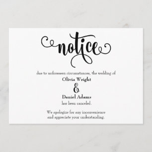 Notis Typografi Inställd Bröllopsannons Inbjudningar