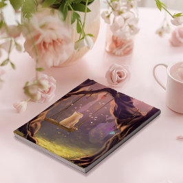 Notisblock med nyckfull katt på gunga anteckningsblock