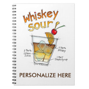 NOTISBÖCKER - WHISKEY SOUR RECEPT COCKTAIL KONST ANTECKNINGSBOK MED SPIRAL