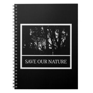 Notizbuch in schwarz/weiß - Thema Naturschutz Anteckningsbok