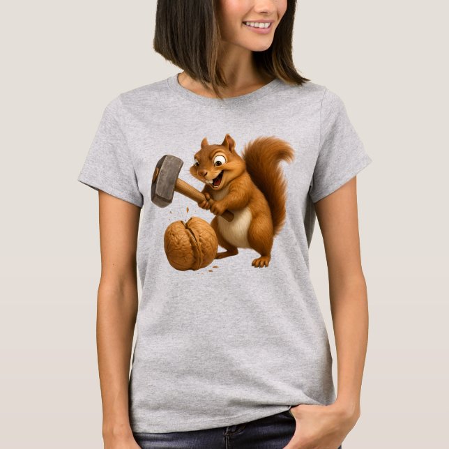 "Nötknäckande ekorre-tej T Shirt (Framsida)