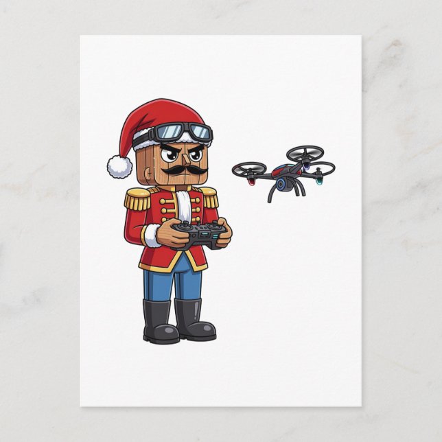 Nötknäckardrönarpilot Tech Holiday Gaming Jul Vykort (Framsida)