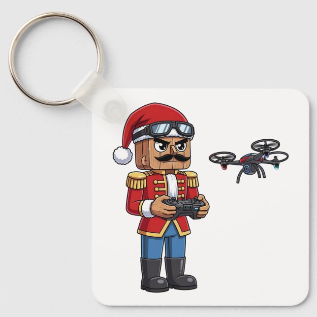 Nötknäckardrönarpilot Tech Holiday Gaming Xmas Nyckelring (Framsida)