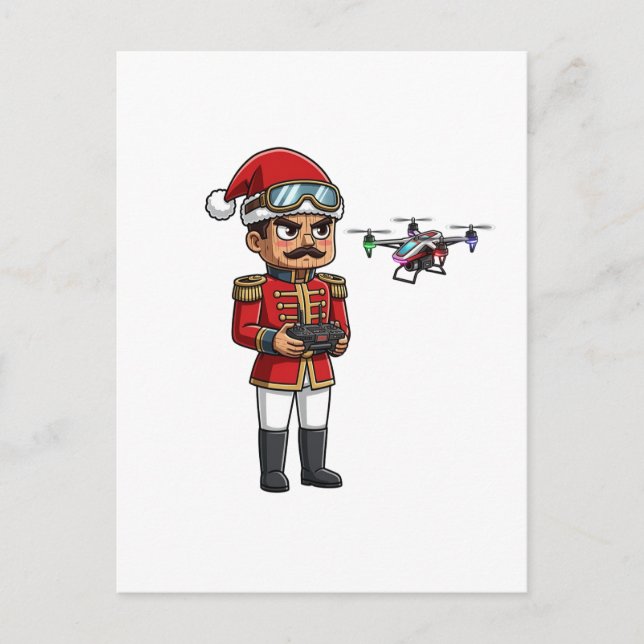 Nötknäckardrönarpilot Tech Holiday Gaming  Xmas Vykort (Framsida)