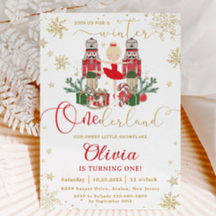 Nötknäckaren Vinter Onederland 1-årsdag Röd Inbjudningar