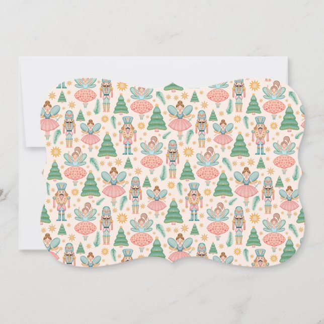 Nötknäpparbalett och feer på krämfärgad bakgrund anteckningskort (Framsida)