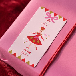 Nötknäppardans Till/Från Rosa Julpresent Adressetikett