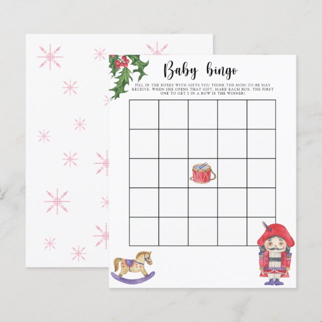 Nötknäppare - Baby shower bingo spel (Fram/baksida)