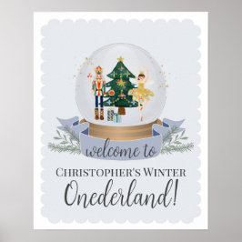 Nötknäppare Blå Vinter Onederland födelsedags välk Poster