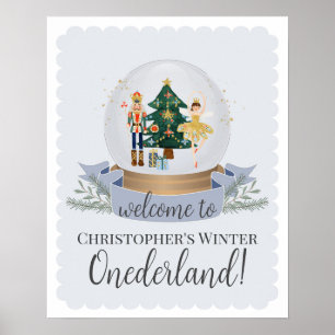 Nötknäppare Blå Vinter Onederland födelsedags välk Poster