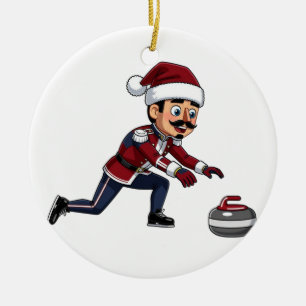 Nötknäppare Curlingspelare Holiday Vintersporter Julgransprydnad Keramik