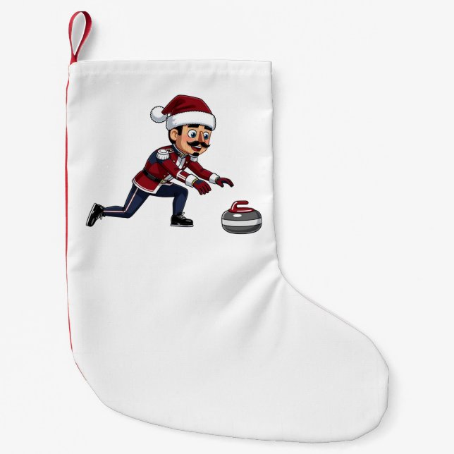 Nötknäppare Curlingspelare Holiday Vintersporter Liten Julstrumpa (Framsidan)