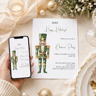Nötknäppare Grön Minimalistisk Julfest Inbjudningar