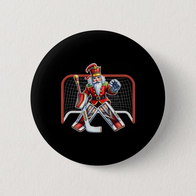 Nötknäppare Ishockey Målvakt Juldag Kostym Knapp (Framsida)