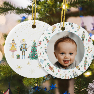 Nötknäppare jul baby foto julgransprydnad keramik