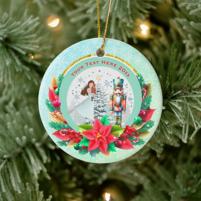 Nötknäppare jul, familjepresent för högtider julgransprydnad keramik (Träd)