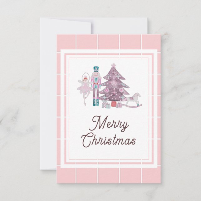 Nötknäppare jul foto rosa Tack-kort Tack Kort (Framsida)