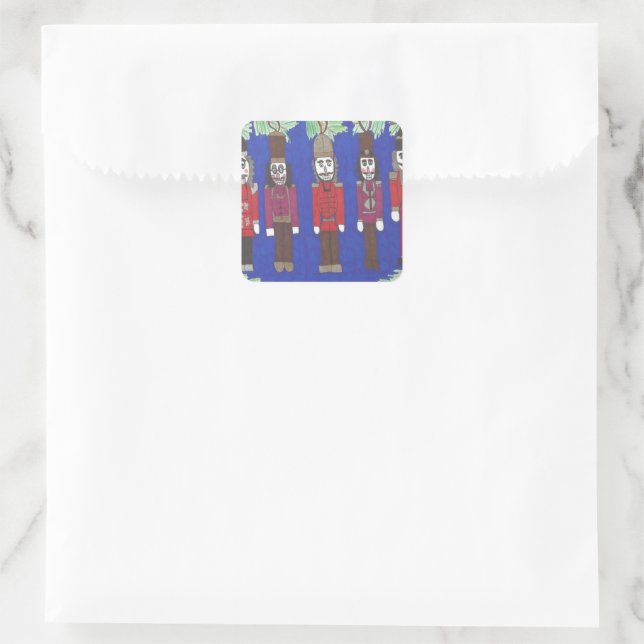 Nötknäppare jul fyrkantigt klistermärke (Väska)