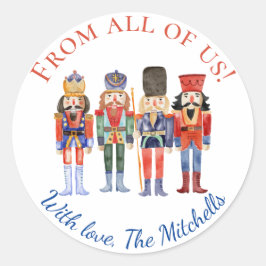 Nötknäppare jul runda presentkort runt klistermärke