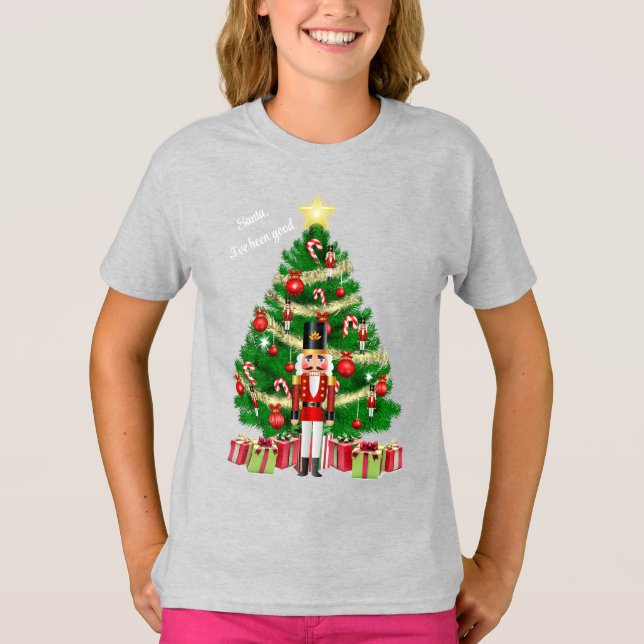 Nötknäppare Julgran Lägg till text Barn T Shirt (Framsida)