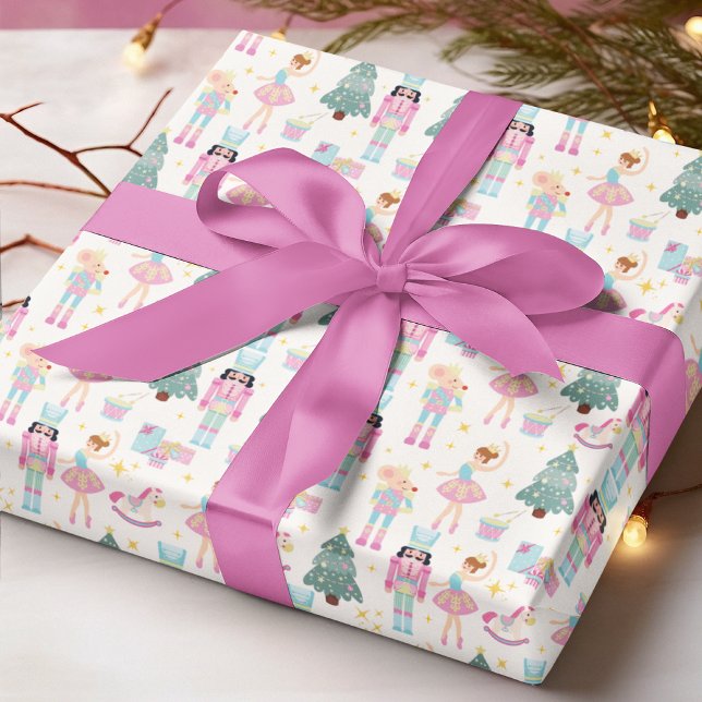 Nötknäppare Rosa Blå Jul Balettdansös  Presentpapper (Skapare uppladdad)