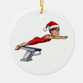 Nötknäppare Simmare Simning Semester Atletisk Xmas Julgransprydnad Keramik