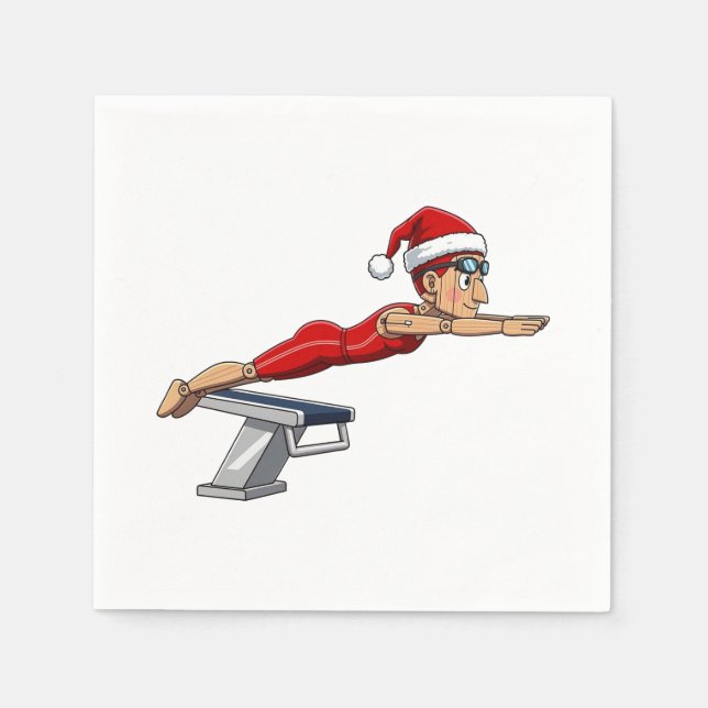 Nötknäppare Simmare Simning Semester Atletisk Xmas Pappersservett (Framsidan)