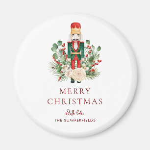 Nötknäppare Skript Grönska Jul Holiday Magnet