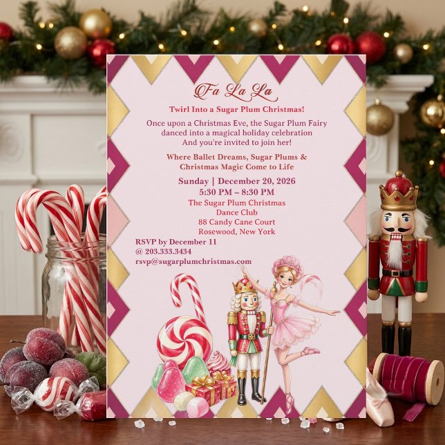 Nötknäppare & Sockerplommonfén jul Fa La La Inbjudningar (Nutcracker & Sugar Plum Fairy Christmas Fa La La Invitation)