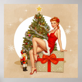 Nötknäppare Söt Retro Pinup Julplansch Poster