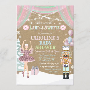 Nötknäppare Sugar Plum Baby Shower Inbjudan