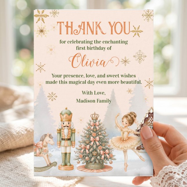 Nötknäppare Sugar Plum Ballerina Tacksamhetskort   Inbjudningar (Nutcracker Sugar Plum Fairy Ballerina Thank You Card)