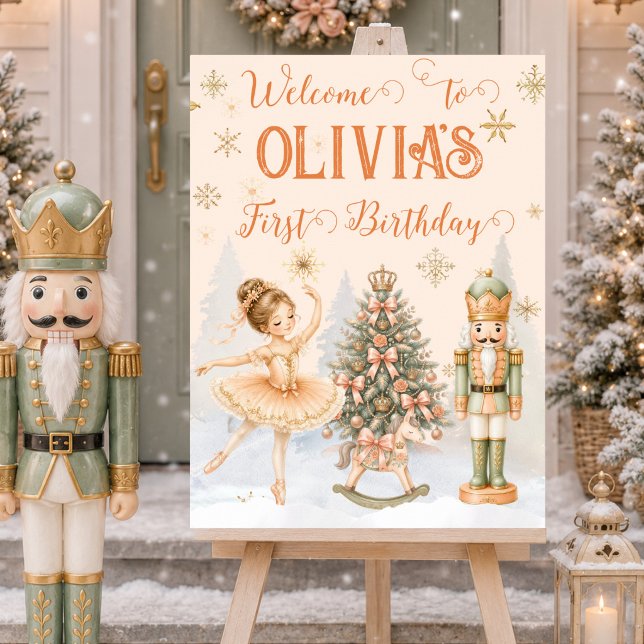 Nötknäppare Sugar Plum Fairy Ballerina Välkomstsky Poster (Nutcracker Sugar Plum Fairy Ballerina Welcome Sign)