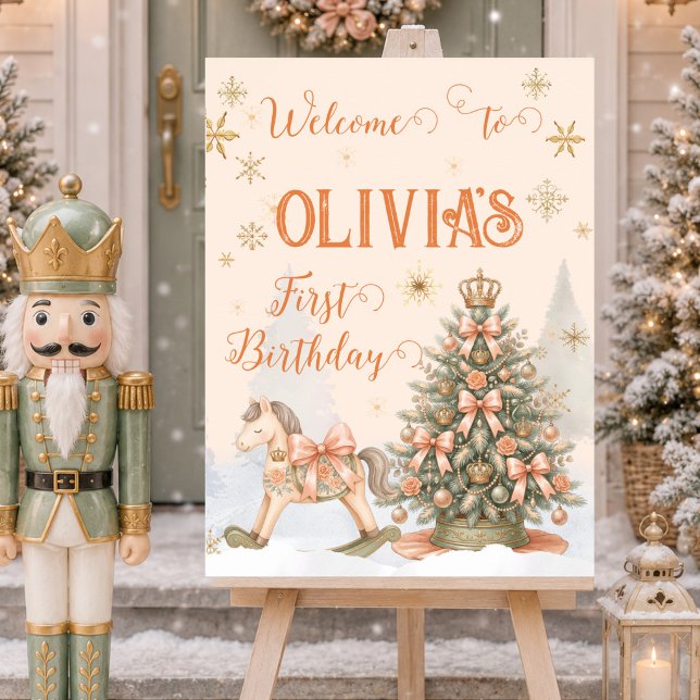 Nötknäppare Sugar Plum julhälsnings skylt (Nutcracker Sugar Plum Christmas Welcome Sign)