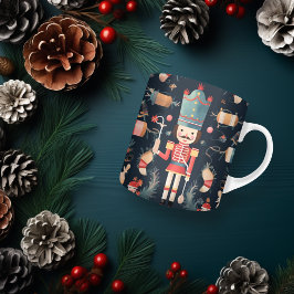 Nötknäppare Vintage Röd Blå Färgrik Jul Kaffemugg