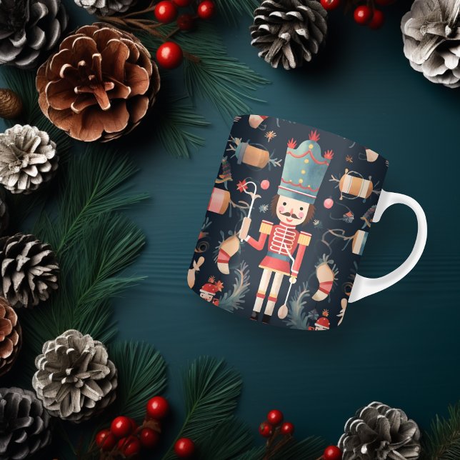 Nötknäppare Vintage Röd Blå Färgrik Jul Kaffemugg (Nutcracker Vintage Red Blue Colorful Christmas Coffee Mug)