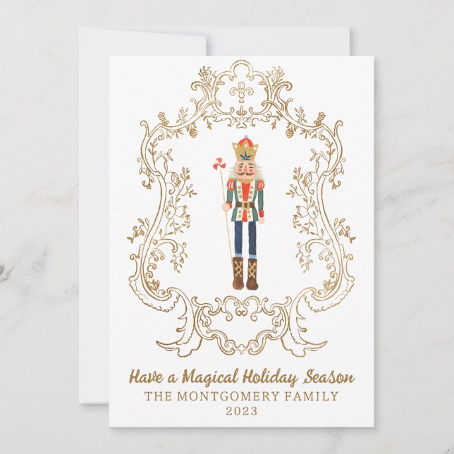 Nötknäpparebalett Guld Crest julkort Inbjudningar (Framsida)